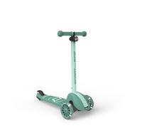 Scoot & Ride Highwaykick 3S Patinete infantil a partir de 3 años, altura regulable, 2 posiciones, dirección LED, ruedas plegables para niños, 96 - 130 cm (Forest)