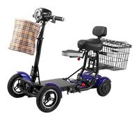 Scooter De Movilidad Con 4 Ruedas Para Adultos Scooters De Viaje Portátiles Ligeros Andadores Para Personas Mayores Scooter Movilidad Plegable Carga 120 Kg Con Batería Litio blue,30km