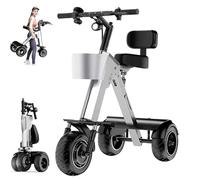 Scooter De Movilidad De Viaje Ligero, Scooter De Movilidad Ultraligero(18KG), 30-50KM Plegable, para Personas con Marcos De Longitud Ajustable, Cargando 150KG(with Backrest)