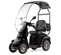 VELECO GRAVIS - Dispositivo de movilidad personal de 4 ruedas con techo - Totalmente montado y listo para usar - Seguro y estable - Amplio espacio de almacenamiento y portavasos (negro)