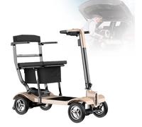 Scooter De Viaje, Scooter De Movilidad Deportiva, Diseño Cómodo Y Plegable, con Autonomía De 20 Km Y Faro LED, Ideal para Personas Mayores Y Discapacitadas. Gold,10A