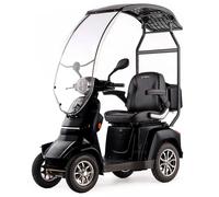 VELECO GRAVIS - Dispositivo de movilidad personal de 4 ruedas con techo - Totalmente montado y listo para usar - Seguro y estable - Amplio espacio de almacenamiento y portavasos (negro)