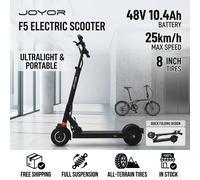 Scooter Eléctrico JOYOR F5, Motor Eléctrico, Batería de 48V 10.4Ah, Scooter Eléctrico Portátil para Viajes Urbanos, Neumáticos Todoterreno de 8 Pulgadas, Scooter Eléctrico para Viajes Diarios y Black