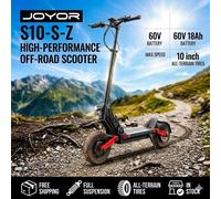 Patinete Eléctrico JOYOR S10-S-Z, Batería de 60V 18Ah, Plegable, para Adultos, Alta Velocidad, Largo Alcance, Todoterreno, Urbano, Viajes, Estándar Europeo, Seguro, Estable, Portátil, con Doble Black