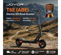 Scooter Eléctrico JOYOR T6E (ABE) con Permiso de Circulación en Alemania, Batería de 48V 18Ah, Velocidad Patinete Eléctrico Plegable con Autonomía de 20 km/h y 70 km, Llantas de 10 Pulgadas 500W 48V 1