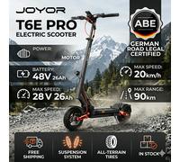 Scooter Eléctrico JOYOR T6E PRO con Certificación ABE y Homologación Alemana, Batería de Alta Capacidad de 48V 26AH, Plegable y Portátil, Señales de Giro Delanteras y Traseras, Scooter Eléctrico para