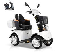 Scooter eléctrico pesado para adultos, con espacio de almacenamiento y maleta bloqueable, asiento giratorio de 360 °, batería 60v 20ah, viaje todo terreno, luces delanteras y traseras (DJ(x)-blanco)