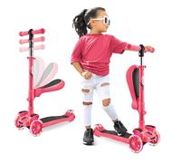Scooter für Kinder - Räder LED-Lichter, Verstellbarer Lenker, klappbarer Sitz - Sitz- Oder Stehfahrt mit Bremse für Jungen (Einheitsgröße, Watermelon)