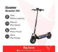 Scooter iX3/iX4 Scooter eléctrico 800W 10/15Ah potentes scooters eléctricos 10 pulgadas antideslizante todoterreno patada eléctrica iX4