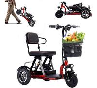 Scooters De Movilidad De Viaje de 3 Ruedas, Scooter Electrico Discapacitados Plegable, Triciclo Electrico Adulto con Cargador y Cesta