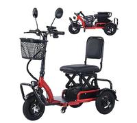 Scooters De Movilidad para Adultos Scooter De Viaje Duty Scooters De Movilidad De 3 Ruedas con Cargador Y Canasta Diseño Cómodo Y Plegableideal para Personas Mayores Y Discapacitadas Red