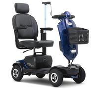 Scooters de movilidad para adultos y personas mayores, scooter de movilidad eléctrico plegable de 4 ruedas, 136 kg, todoterreno, con asiento para viajes, alcance de 25 km,Blue