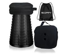 SCOPIFY Taburete telescópico portátil con cojín y bolsa de transporte - Taburete plegable ligero y retráctil para camping, pesca, senderismo, viajes, carga máxima de 200 kg, cocina interior y exterior