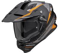 Scorpion ADF-9000 Air Feat Casco de motocross, negro mate/plateado/naranja, Talla M (57/58)