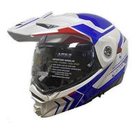 Scorpion ADX-2 Lewis Blanco Azul Rojo - Casco de Moto Trail Adventure Modular P/J + Pinlock - Casco con Visor Solar Homologado ECE 22.06 (L)
