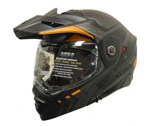 Scorpion ADX-2 Lewis Negro Naranja Mate - Casco de Moto Trail Adventure Modular P/J + Pinlock - Casco con Visor Solar Homologado ECE 22.06 (L)
