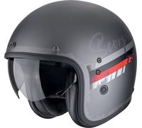 Scorpion Belfast Evo Adonis Casco Jet, negro-gris-rojo, tamaño L para Hombres