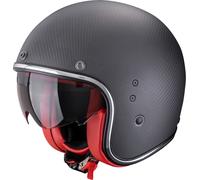 Scorpion Belfast Evo Carbon Casco Jet, negro mate/rojo, Talla S (55/56)