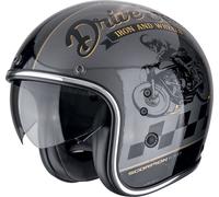 Scorpion Belfast Evo Drive Fast Casco Jet, negro-gris-oro, tamaño XL para Hombres