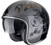 Scorpion Belfast Evo Drive Fast Casco Jet, negro/gris/dorado, Talla XS (54/55)