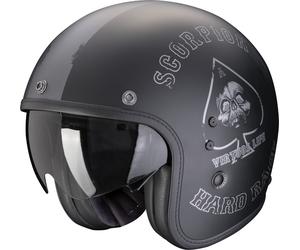 Scorpion Belfast Evo Spade Casco Jet, negro-plata, tamaño S para Hombres