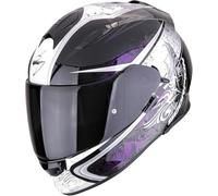 Scorpion C Run - Casco integral para moto, color blanco/negro/morado - Homologado ECE 22.06, visera transparente incluida (L)