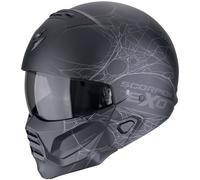 Scorpion Exo-Combat II Spiderweb negro mate y plata CE 22.06 casco jet - Color: NEGRO, Talla: Talla XL