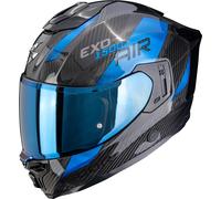Scorpion Exo-1500 Carbon Air Platted Casco integral, negro-azul, tamaño M para Hombres