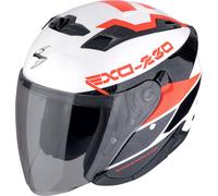 Scorpion Exo-230 Band Casco Jet, negro-blanco-rojo, tamaño M para Hombres