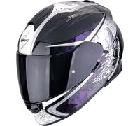 Scorpion EXO-491 Run Casco, negro-blanco-lila, tamaño M para Hombres