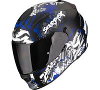 Scorpion Exo-491 Spector Casco integral, negro/azul/blanco, Talla M (57/58)