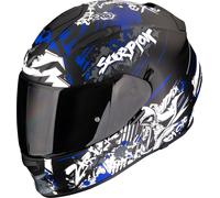 Scorpion Exo-491 Spector Casco integral, negro-blanco-azul, tamaño S para Hombres