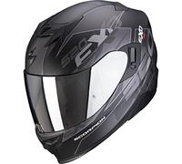 Scorpion Exo - 520 Air Cover Matt Negro y Plata, Casco de Moto con Parasol Pinlock, Preparado para comunicación Bluetooth, Negro Mate y Plateado, Large