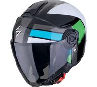 Scorpion Exo-City II Blur negro blanco y verde casco jet CE 22.06 - Color: VERDE, Talla: Talla XS