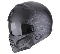 Scorpion Exo-Combat II Spiderweb negro mate y plata CE 22.06 casco jet - Color: NEGRO, Talla: Talla S