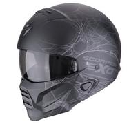 Scorpion EXO Combat II Spiderweb Casco Jet, negro-plata, tamaño XS 54 55 para Hombres