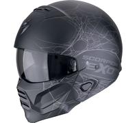 Scorpion Exo-Combat II Spiderweb negro mate y plata CE 22.06 casco jet - Color: NEGRO, Talla: Talla S