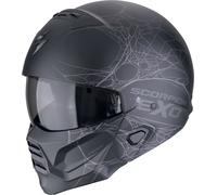 Scorpion EXO Combat II Spiderweb Casco Jet, negro mate/plateado, Talla M (57/58)