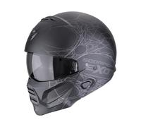Scorpion Exo-Combat II Spiderweb negro mate y plata CE 22.06 casco jet - Color: NEGRO, Talla: Talla S