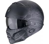 Scorpion Exo-Combat II Spiderweb negro mate y plata CE 22.06 casco jet - Color: NEGRO, Talla: Talla M