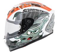 Scorpion EXO JNR Air The4Elements Casco para niños, blanco/azul/naranja, Talla Y/L (52/53)