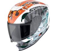 Scorpion EXO JNR Air The4Elements Casco para niños, blanco/azul/naranja, Talla Y/L (52/53)