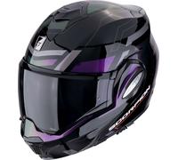 Scorpion EXO-Tech Evo Conquer, casco modular S male Negro/Gris/Lila/Verde