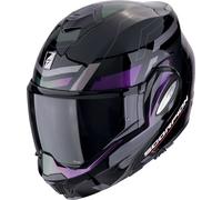 Scorpion EXO Tech Evo Conquer Casco, negro-lila, tamaño 2XL para Hombres