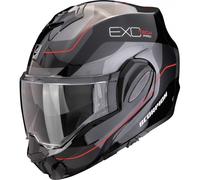 Scorpion Exo-Tech EVO Pro Commuta negro, plata y rojo casco modular - Color: NEGRO, Talla: Talla S