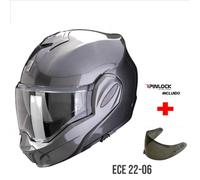 SCORPION EXO-TECH EVO PRO FIBRA GRIS E22.06 PANTALLA NEGRA REGALO - Color: GRIS, Talla: Talla XS