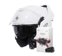 Scorpion Exo Tech NC Casco Pera Moto, Hombre, Blanco Brillo, Talla S + INTERPHONE Cardo Spirit