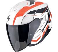 Scorpion EXO Z1 Vue Casco Jet, Blanco mate/negro/rojo, Talla L (59/60)