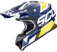 Scorpion VX-16 Evo Air Analog Casco de motocross, blanco-azul-amarillo, tamaño L para Hombres