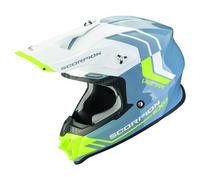 Scorpion VX-16 Evo Air Fusion Casco de motocross, blanco-azul-amarillo, tamaño XS para Hombres